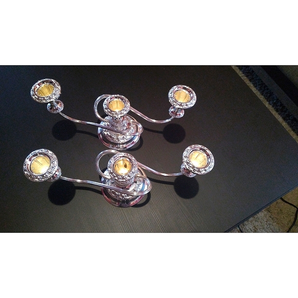 2 ANTHEL  SILVER PLATED TRIPLE  DETACHABLE CANDLE - Picture 1 of 5